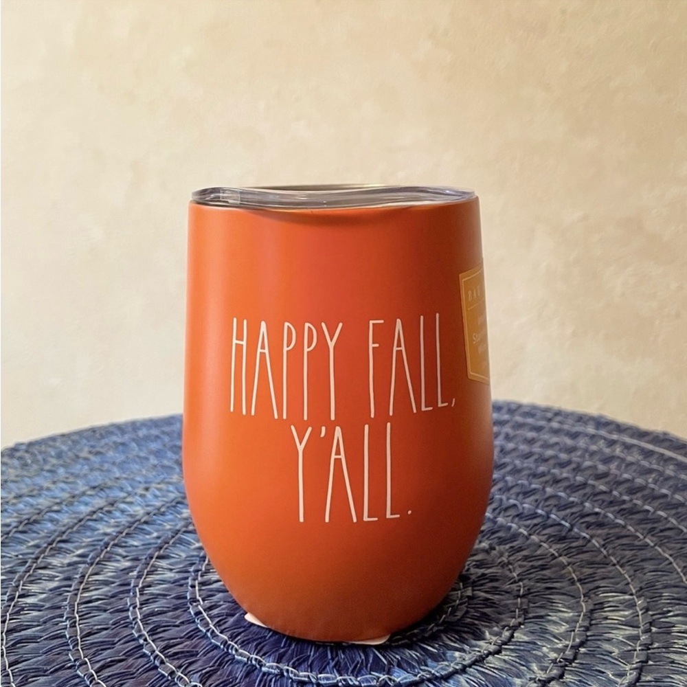 Rae Dunn HAPPY FALL Y'ALL Insulated Wine Glass BRAND NEW!